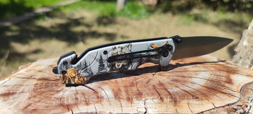 Туристичний ніж складаний зі стропорізом та склобоєм Browning Wolf FA-18 Wolf фото