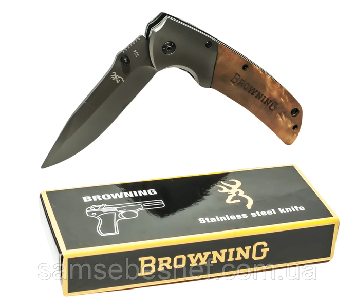 Туристичний ніж складаний з дерев'яною рукояткою Browning 354 354 фото