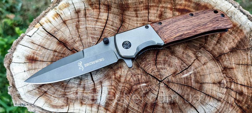 Туристичний ніж складаний з дерев'яною рукояткою Browning 354 354 фото