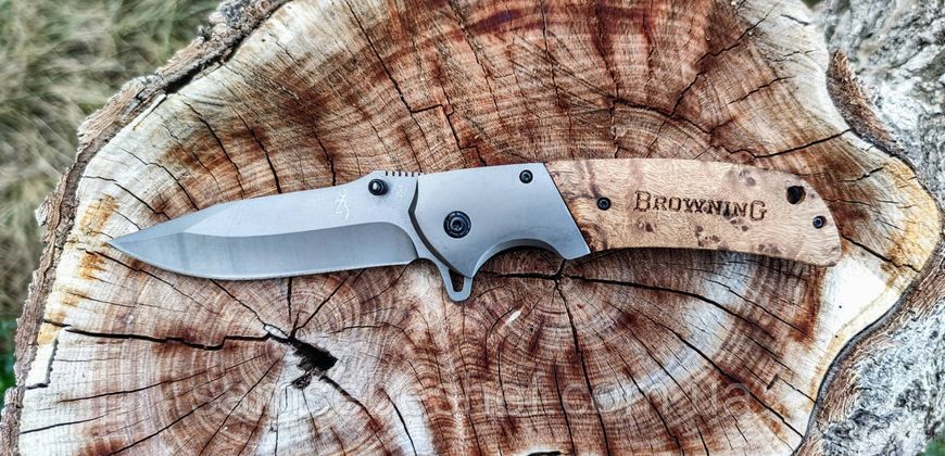 Туристичний ніж складаний з дерев'яною рукояткою Browning 354 354 фото